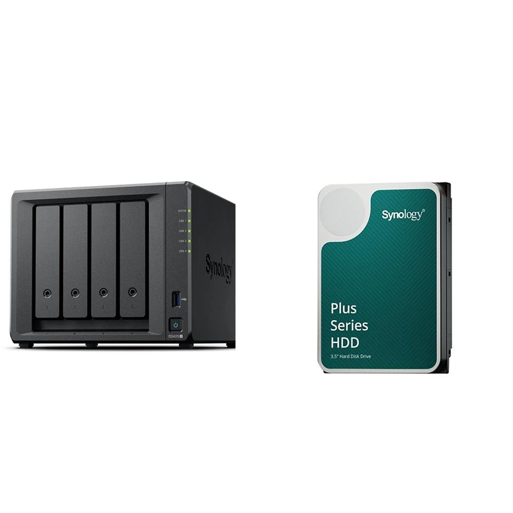 【Synology 群暉科技】〈自MO價〉DS425+ 網路儲存伺服器+HAT3300 PLUS 4TB NAS硬碟(X2)