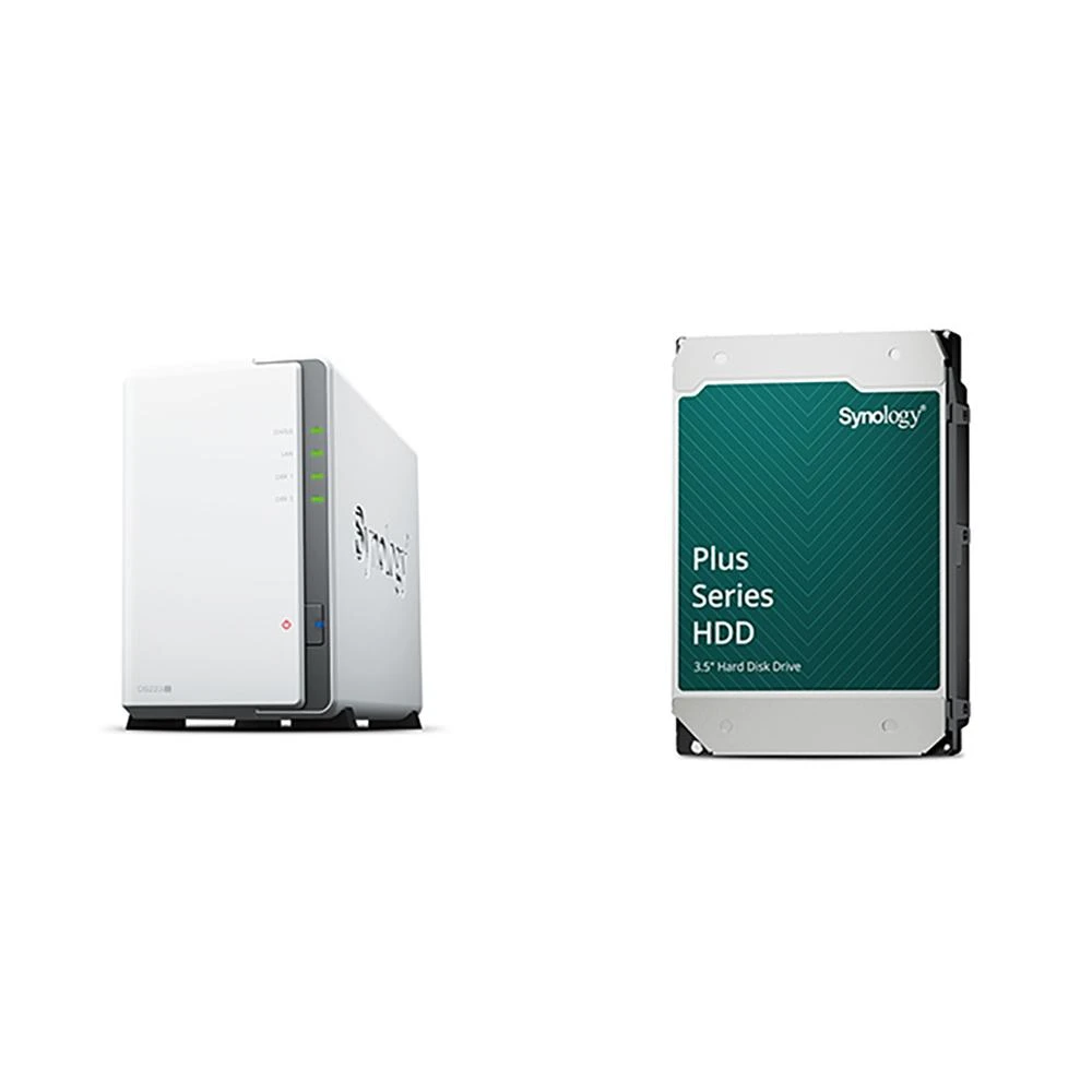 【Synology 群暉科技】〈自MO價〉 DS223j 2Bay NAS+Synology HAT3310 PLUS 12TB NAS硬碟(X2)