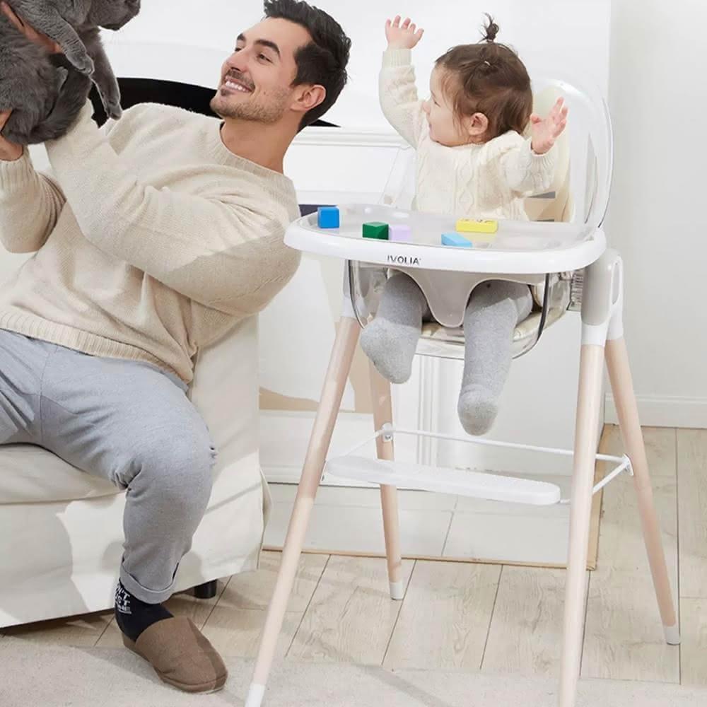 【LEMU 樂牧】北歐風櫸木多功能寶寶透明餐椅可搖椅可作座椅(嬰兒餐椅/兒童餐椅 /櫸木兒童餐椅)