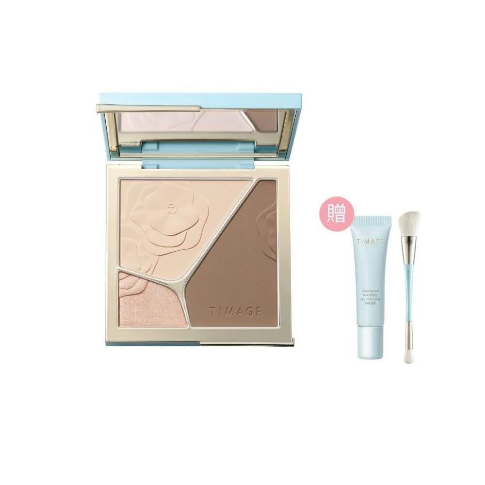 【TIMAGE 彩棠】浮光掠影高光修容粉盤 送雙頭修容刷*1 + 保濕妝前乳10g*1 (啞光高光打亮鼻影修容陰影臉部立體 彩棠官方旗艦店)