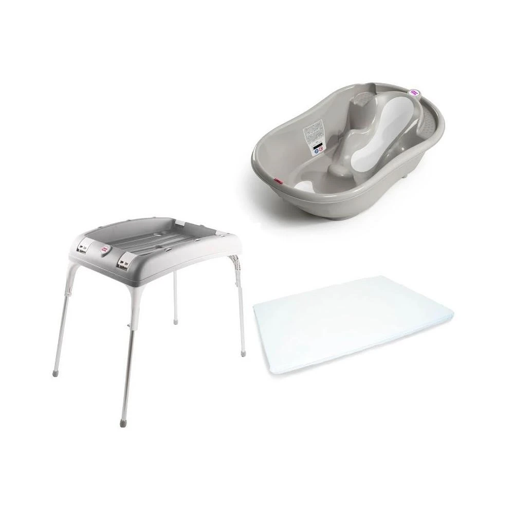 【OKBABY】義大利 頭等艙嬰兒浴盆(F1027)+澡盆專用折疊架(F026)+攜帶式尿布墊(F040) 