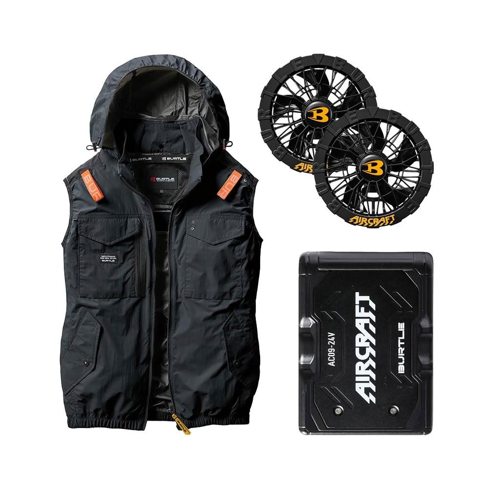 BURTLE AC2061-35 黑色套裝組側邊開孔☆風扇&電池顏色隨機(含帽長袖