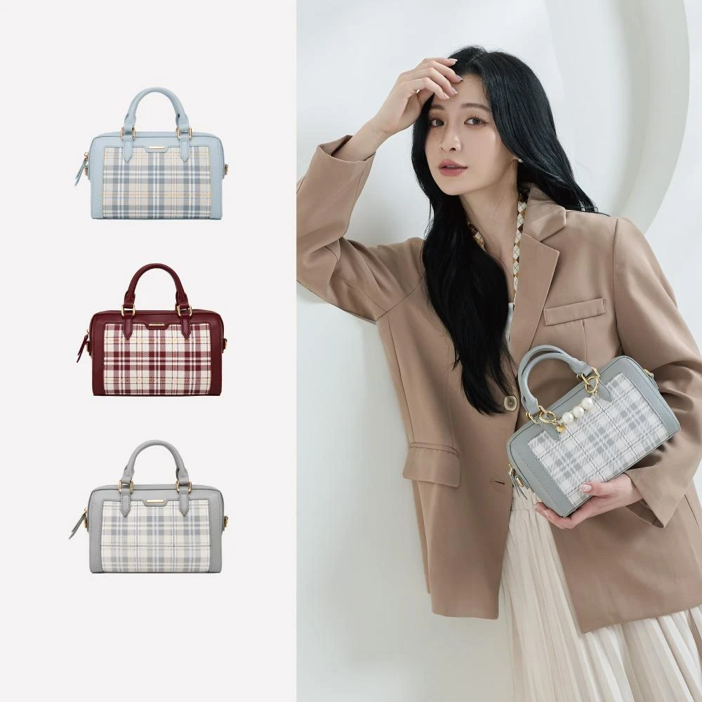 S'AIME】SAIME 東京企劃ChicChic格紋波士頓包(S)