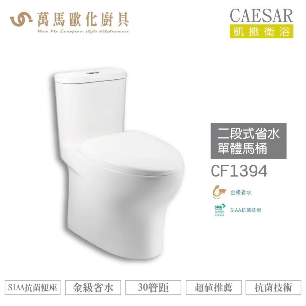 【CAESAR 凱撒衛浴】CAESAR 凱撒 二段式省水單體馬桶 CF1394 / CF1494 金級省水、SIAA抗菌便座、超值推薦 不含安裝