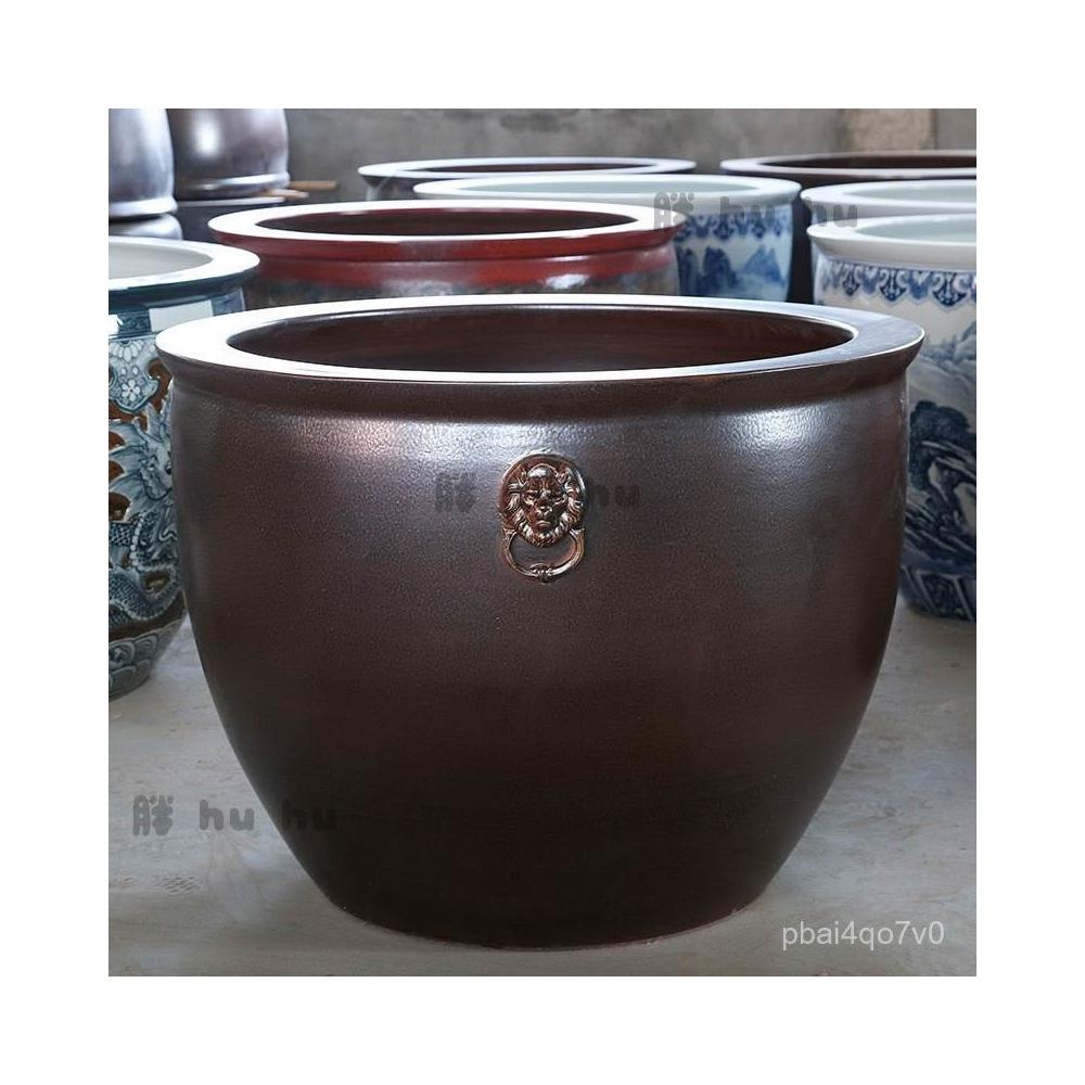 陶瓷大缸錦鯉金魚缸仿古特大號荷花缸庭院大水缸招財獅耳缸