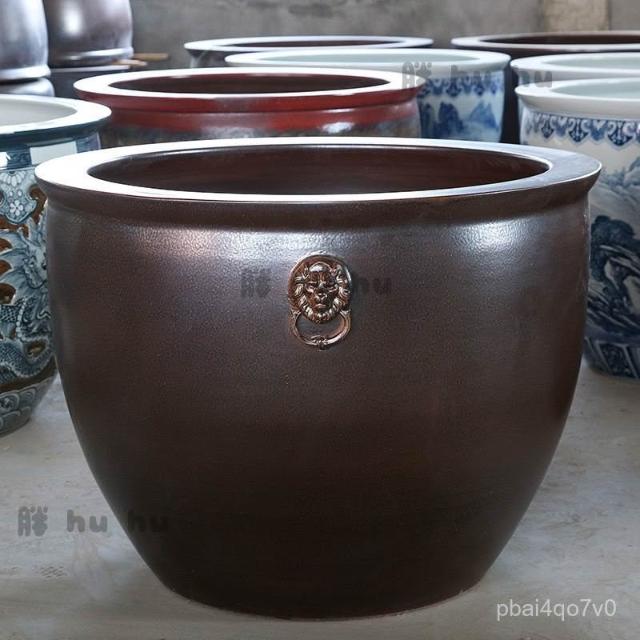 陶瓷大缸錦鯉金魚缸仿古特大號荷花缸庭院大水缸招財獅耳缸