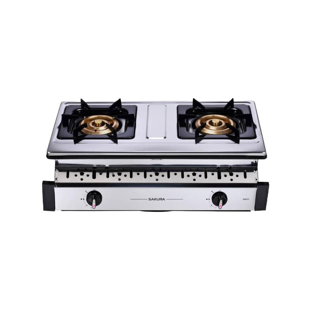 【SAKURA 櫻花】G6611S G-6611S 白鐵材質 三環銅爐頭安全爐 崁入式瓦斯爐 G6611