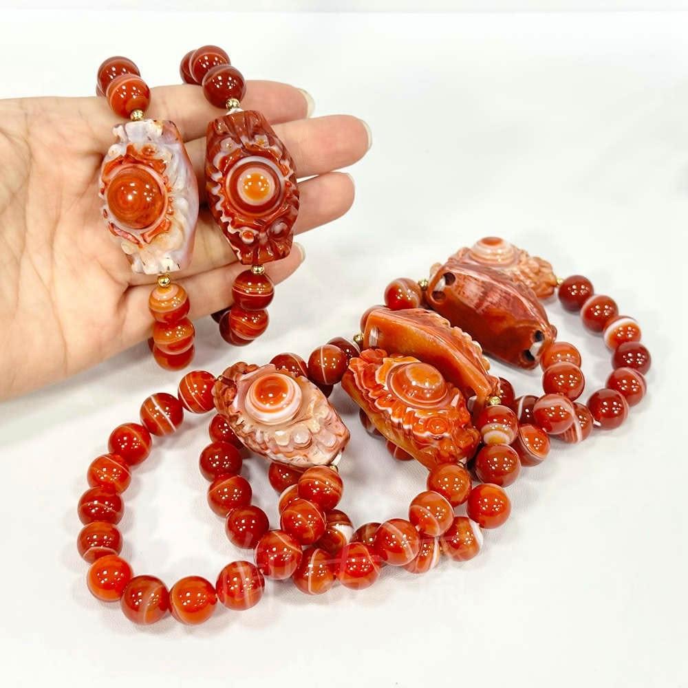 赤朱砂・閃電五眼天珠 31mm 五眼天珠 朱砂 【公式通販】