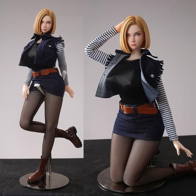 御宅公仔人造人18號65cm動漫二次元手辦可動玩偶pu頭雕鉑金矽膠素體含