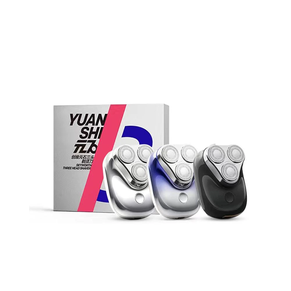 【SKYWORTH 創維】元石電動刮鬍刀 電鬍刀 迷你口袋刮鬍刀 元石三刀頭電動刮鬍刀 電鬍刀 全身水洗刮鬍機 創維元石造物主系列