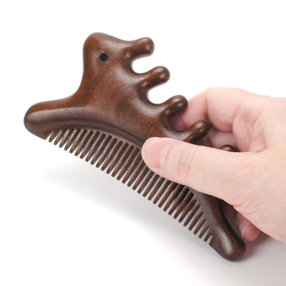 【晨豐商行】多功能五合一金絲檀木按摩梳 養生按摩梳 按摩梳子 頭皮按摩 臉部按摩 穴位按摩 經絡梳