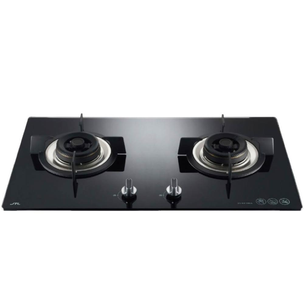 【喜特麗】JT-GC205A 雙口玻璃檯面爐 (含基本安裝)｜檯面爐｜黑玻｜雙環火焰｜鑄鐵爐架｜瓦斯爐｜
