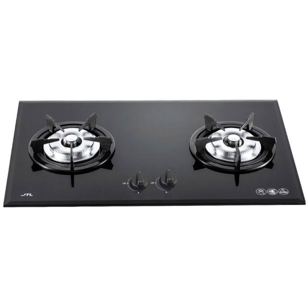 【喜特麗】JT-2203A-1 雙口玻璃檯面爐 (含基本安裝)｜檯面爐｜黑玻｜鑄鐵爐架｜瓦斯爐｜