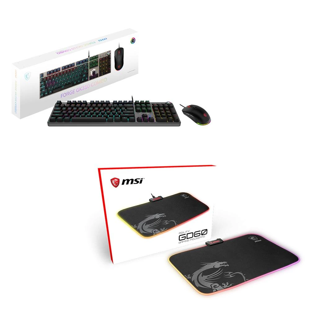 【MSI 微星】MSI FORGE GK310 COMBO RED 電競鍵鼠組 + MSI Agility GD60 Mosuepad滑