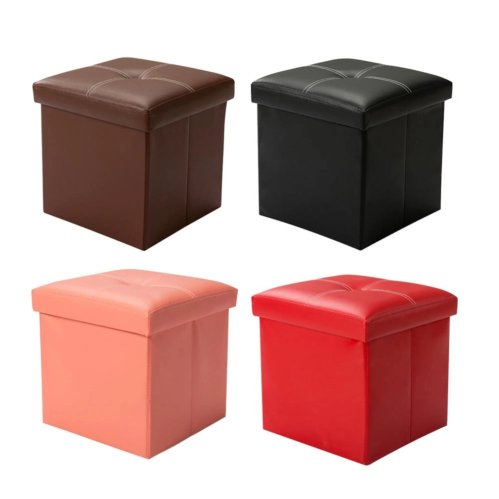 【ABBY SHOP】皮革收納凳(折疊式收納箱 摺疊收納箱 折疊收納 收納箱 收納椅 摺疊椅 折疊箱 整理箱 小凳子 椅子 疊箱)