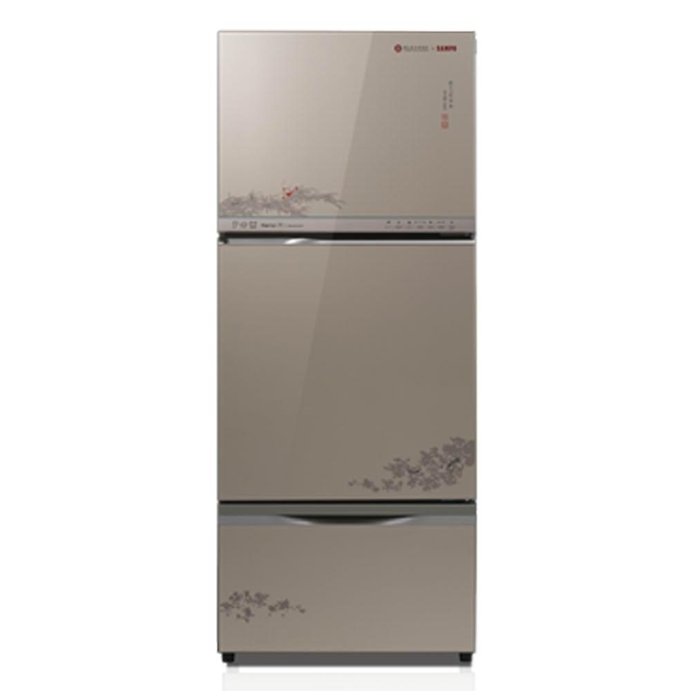 【SAMPO 聲寶】605公升故宮聯名款◆蝦藻圖三門變頻冰箱SR-C61GDV-NPM2~含拆箱定位+舊機回收