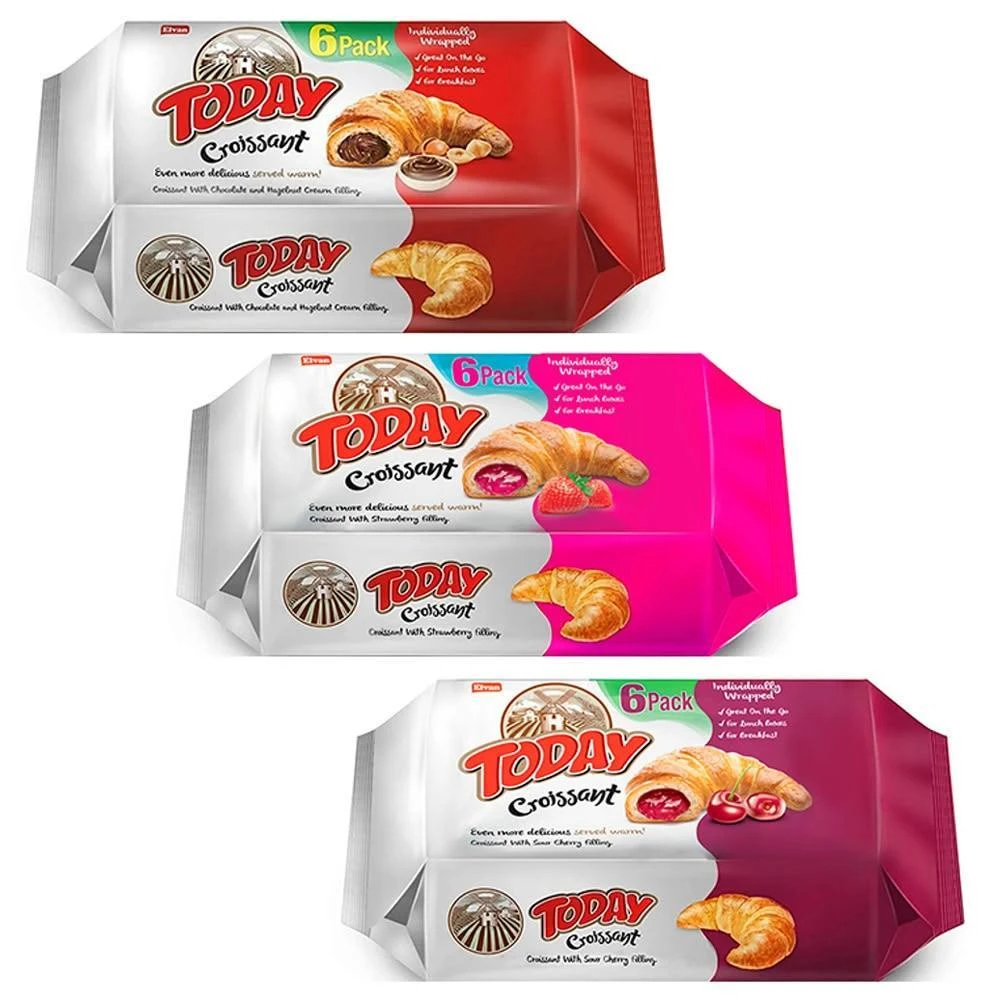 【CHARA 微百貨】土耳其 Today 超人氣 夾心 牛角 可頌 麵包 45g ( 巧克力 / 草莓 / 櫻桃 )