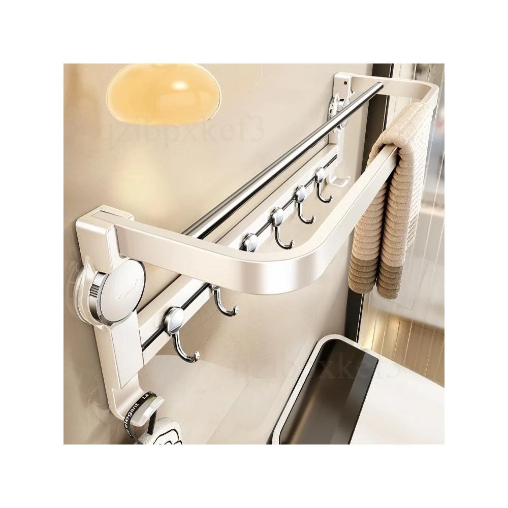 掛式浴巾掛架一體浴巾架晾曬桿吸盤毛巾架免打孔浴巾架廁所置物架衛生間浴巾架收納浴巾架壁