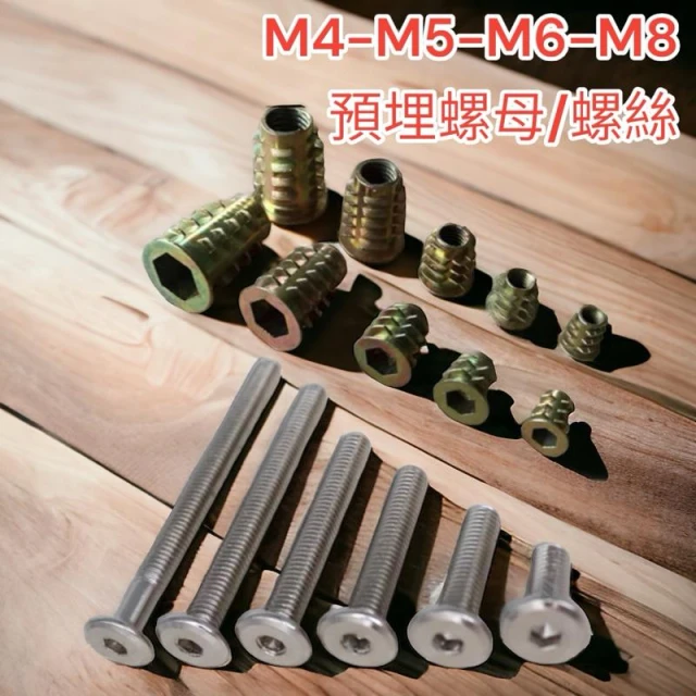 1單位10顆  M4 M5 M6 M8 螺絲 內外牙螺母 預埋螺母 內六角內外牙螺母 梯形螺母 木工 家具螺絲