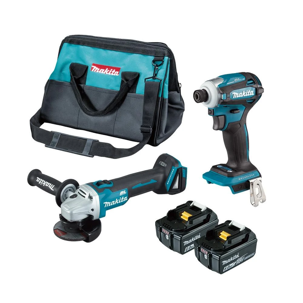 【MAKITA 牧田】18V無刷雙機組 DGA406GX4(DGA406Z砂輪機+DTD172Z起子機)含充電器 電動螺絲起子機 中崙五金