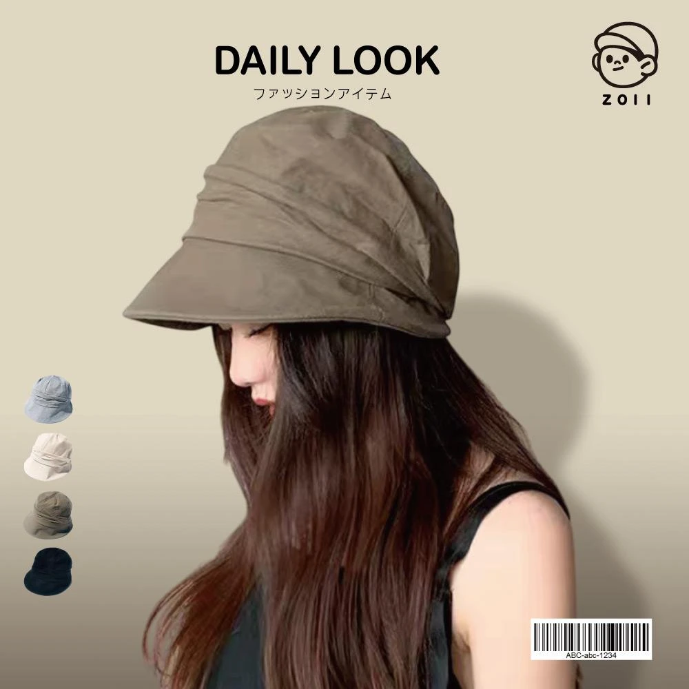 【ZOII 佐壹】休閒棉麻皺摺漁夫帽 漁夫帽 淑女帽 防曬帽 遮陽帽 保暖帽 休閒漁夫帽#101012