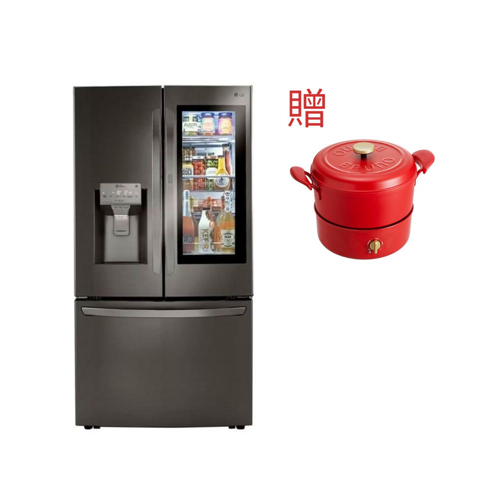 【LG 樂金】【贈好禮】GR-QBFL87BS 821公升 敲敲看 變頻冰箱 門中門 冰球製冰+多功能美食鍋 BOE065
