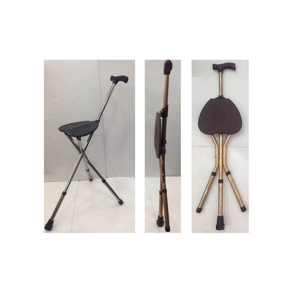 (HEF) 防滑握把 六段高度調整 手杖椅 拐杖椅 (銀灰/香檳金)