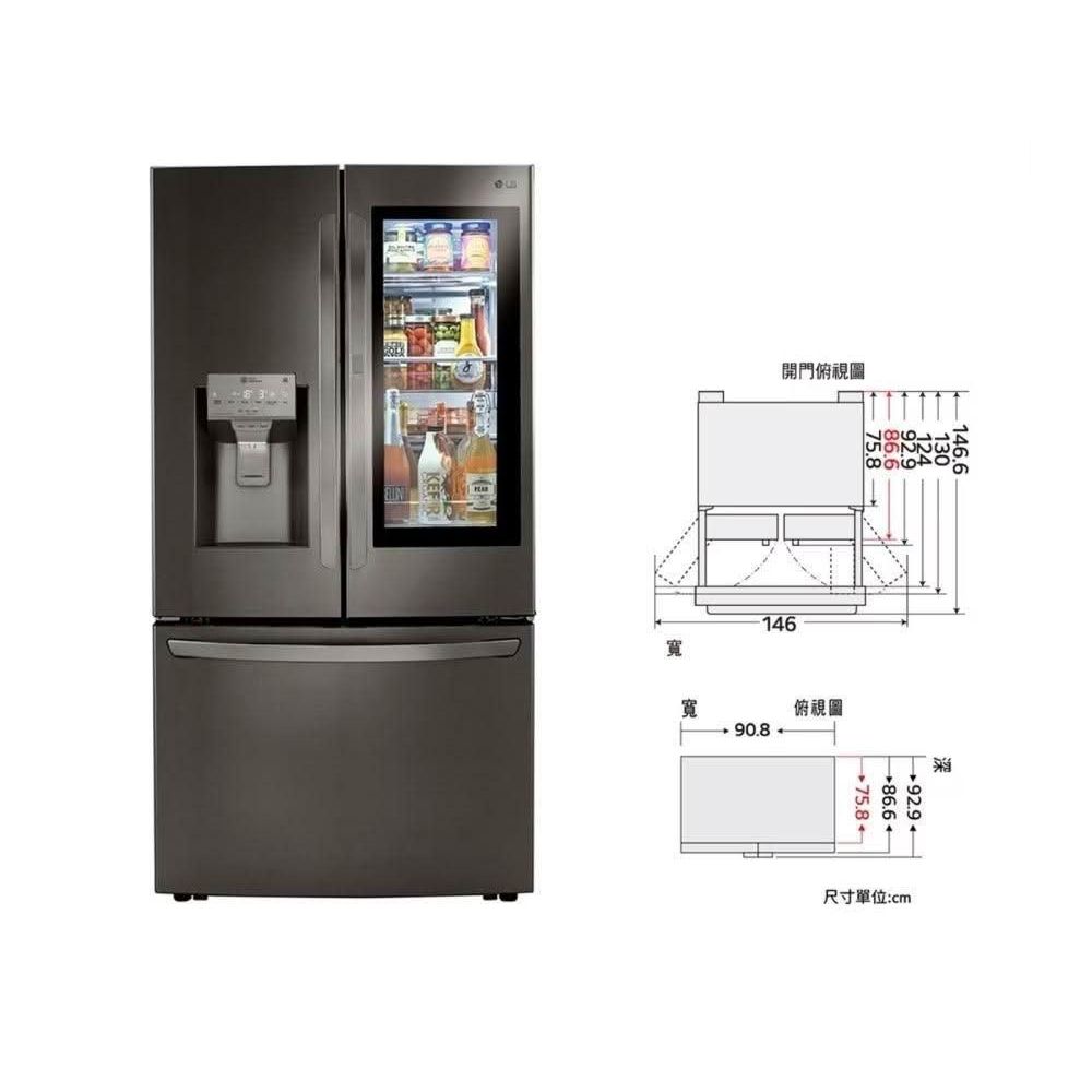 【LG 樂金】GR-QBFL87BS 821公升 敲敲看 變頻冰箱 門中門 冰球製冰