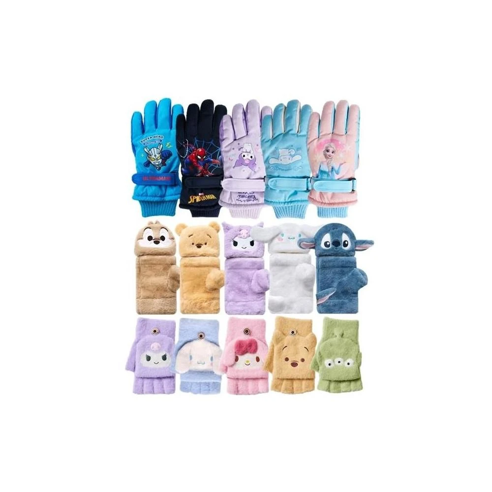 【SANRIO 三麗鷗】三麗鷗 迪士尼 防風手套 兩用手套 保暖手套 冬天保暖 手套 兒童手套