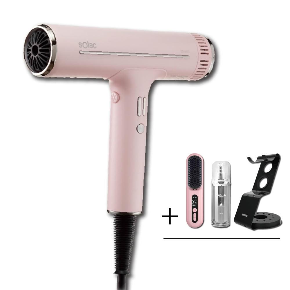 【SOLAC】搭贈組|專業負離子吹風機 SD-1000 (頂級沙龍 速乾護髮 極輕美型 大風量 附烘罩造型組_Kimi極美職人推薦)