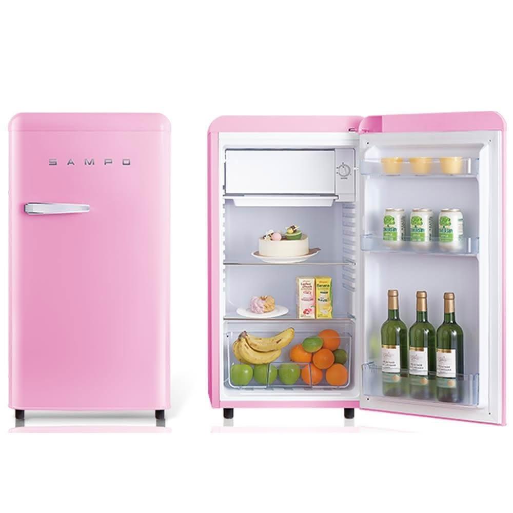 【SAMPO 聲寶】99公升一級能效歐風復古美型系列定頻單門冰箱SR-C10-P(含拆箱定位+舊機回收)