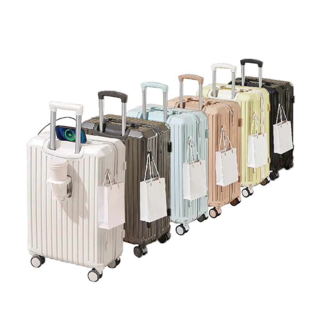【路比達】★  BYC 20吋雙USB杯架登機箱行李箱旅行箱杯架升級+USB充電孔+側邊掛勾☆兒樂