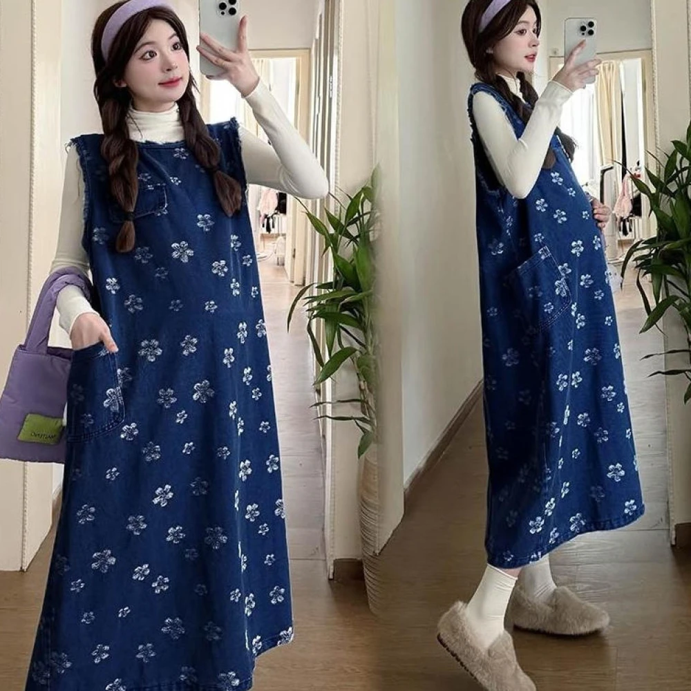 花朵刺繡牛仔套裝 孕婦裝 BabyShare時尚孕婦裝【OBL006C5R】