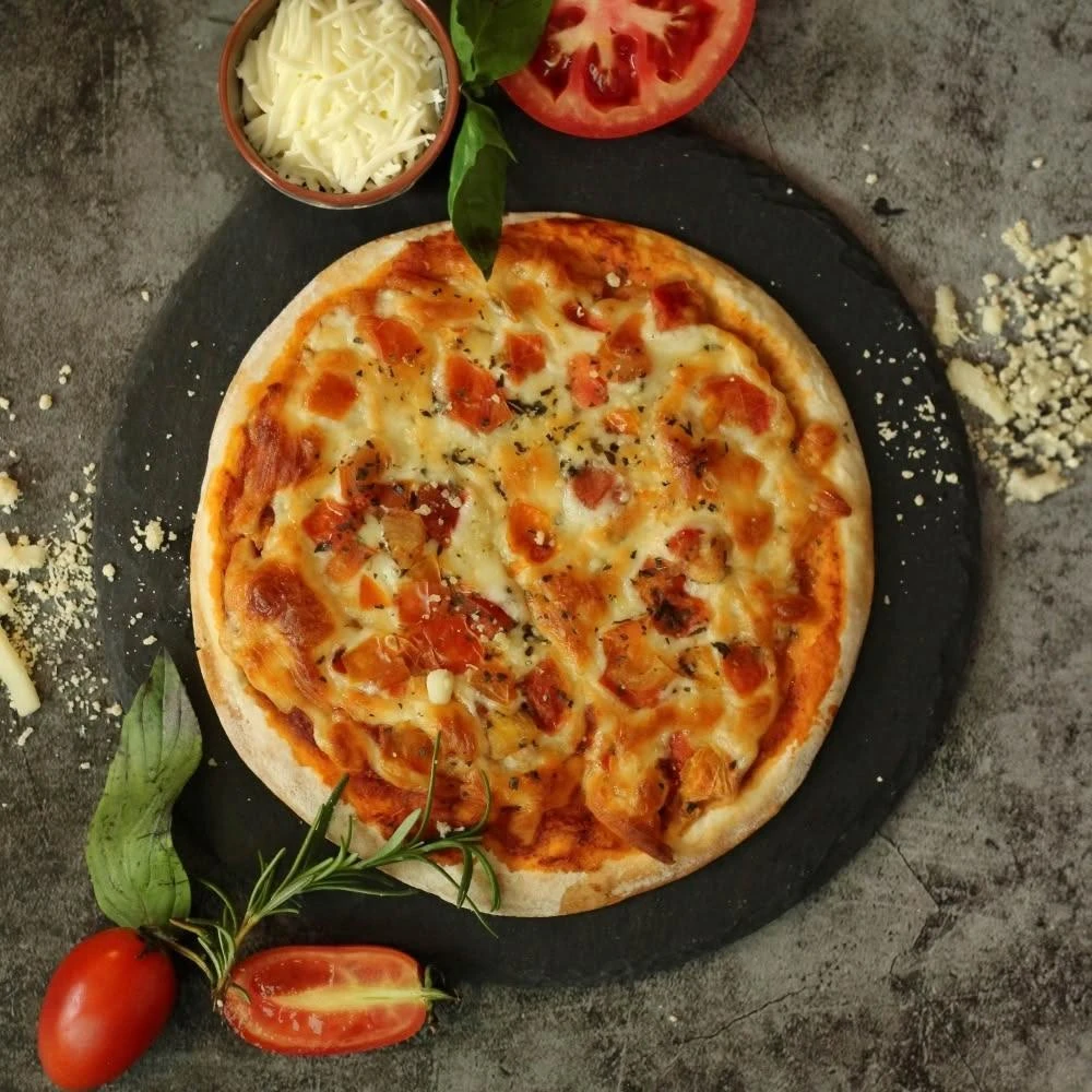 【說蔬人】經典瑪格麗特披薩🍕薄片✨奶素❤️素食披薩/牛番茄/夏威夷/pizza/披薩/素食冷凍披薩/素食PIZZA