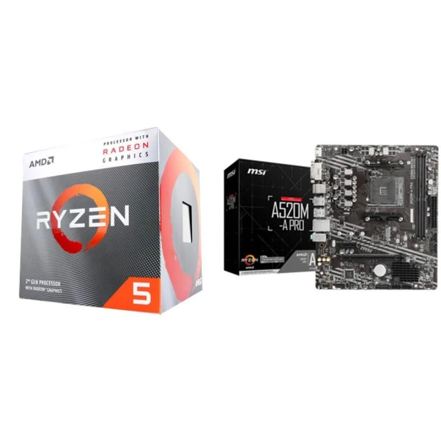 【AMD 超微】〈自MO價〉 R5 3400G+微星 A520M-A PRO M-ATX主機板