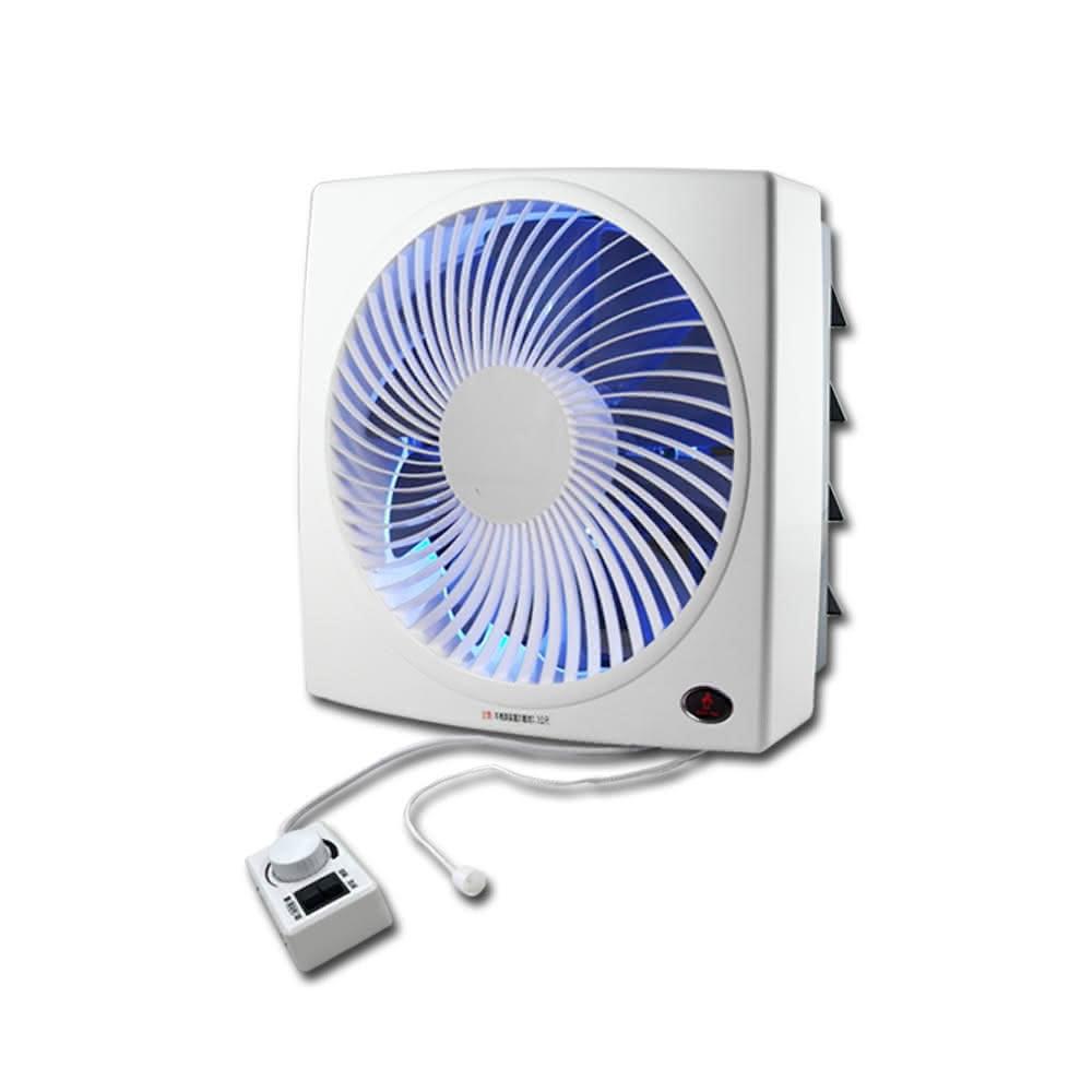 HFB-K7314 勳風變頻DC吸排換氣扇，具備紫光誘蚊功能，三段風速自由調節，七片式葉片設計，馬達升級創新，適用於室內換氣、排風需求，提供通風與除濕效果，適合壁裝或吊裝使用，電壓為12V 1.6A，產品尺寸34x5x5cm，重量約3.2kg，BSMI許可字號R31043