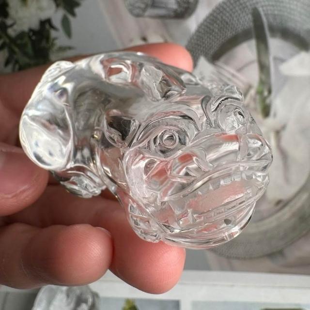 千奇國際精品】（一對賣）天然白水晶貔貅6號184公克✨忠誠神獸💯 白