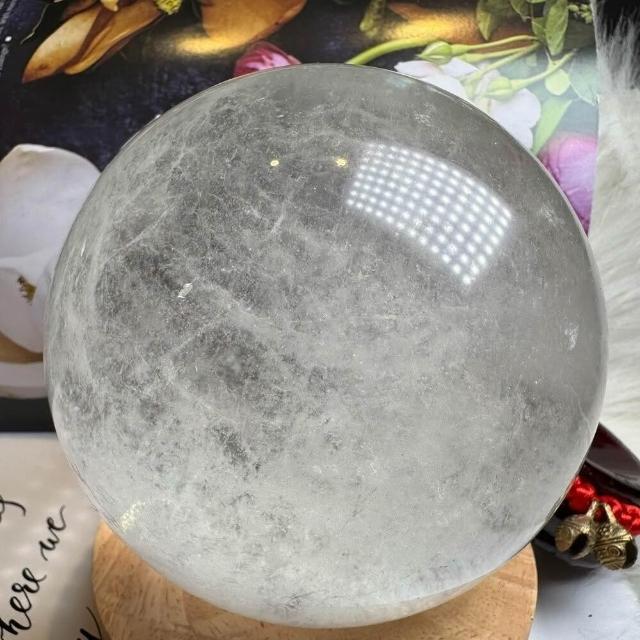 千奇國際精品】天然水晶頂級白水晶球57號1559公克直徑10公分❤️
