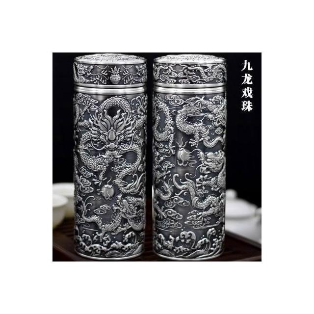 免運+ 台灣出貨可開統編999純銀高級銀水杯足銀內膽全銀養生保健茶杯高