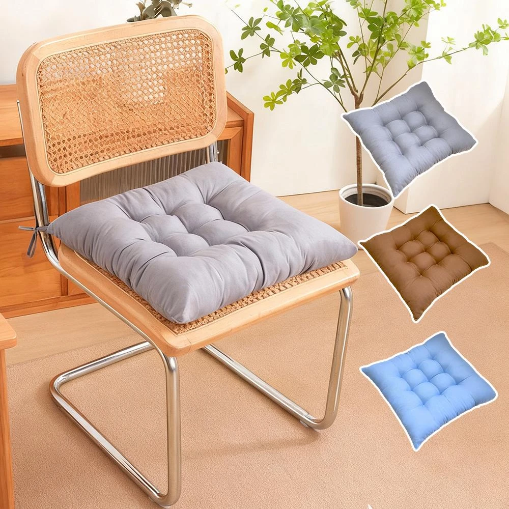 【柏詩互創】方格椅子坐墊 坐墊 靠墊 椅墊 辦公室坐墊（高彈珍珠棉 久坐不塌 尾部綁帶設計 不易移位 安全染料 環保無味）