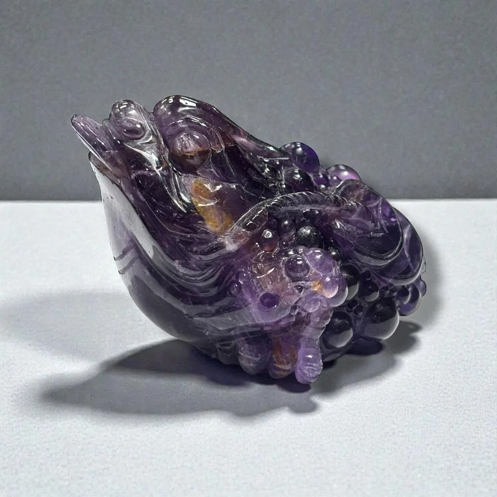 風水の高級クリスタルレーザー彫り置物□四神 NO-31 白水晶雕刻手鏈