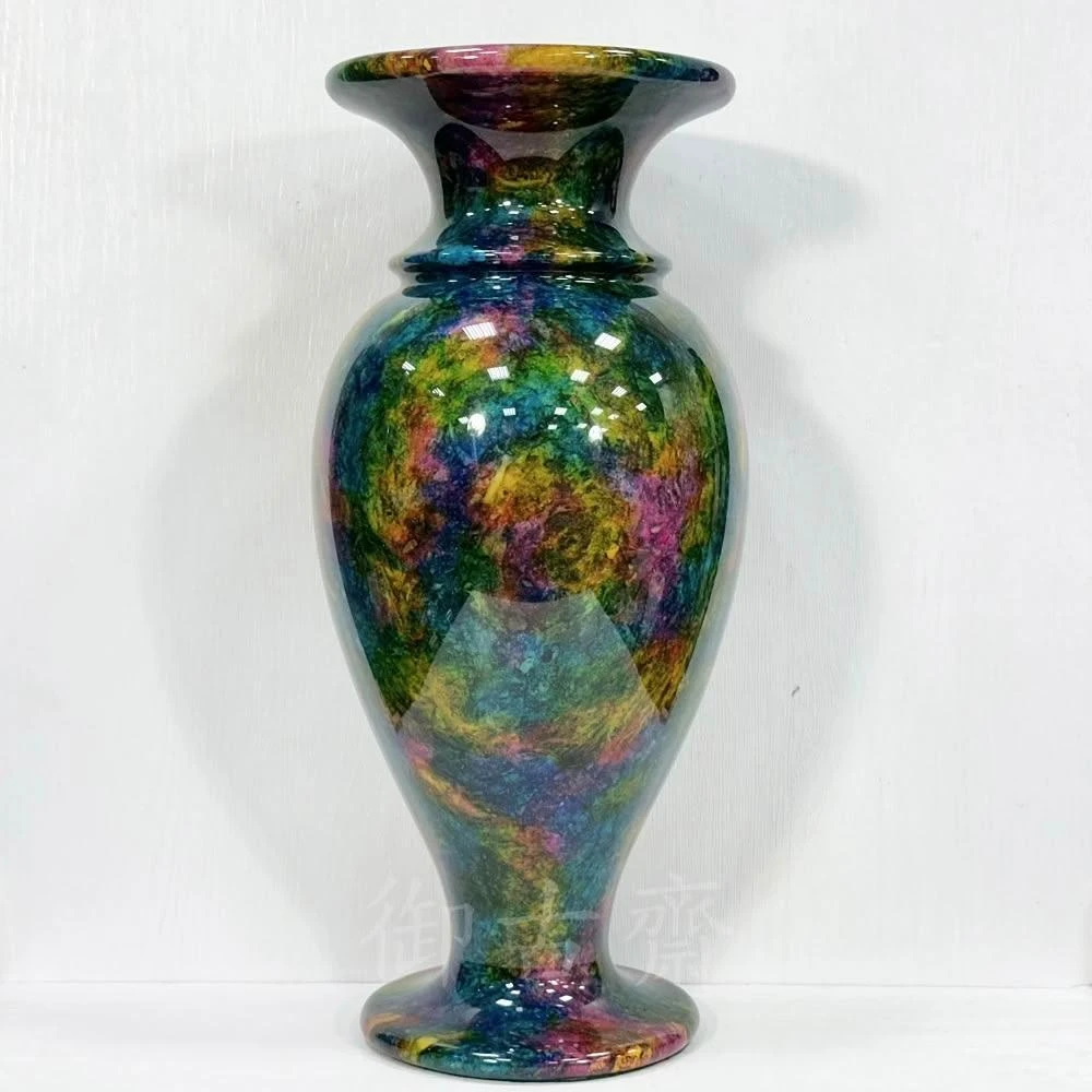 台湾　七彩玉花瓶　【新品】 御古齋】台灣花東一級七彩玉大花瓶花器藝品品相漂亮色彩豔麗工藝品居家