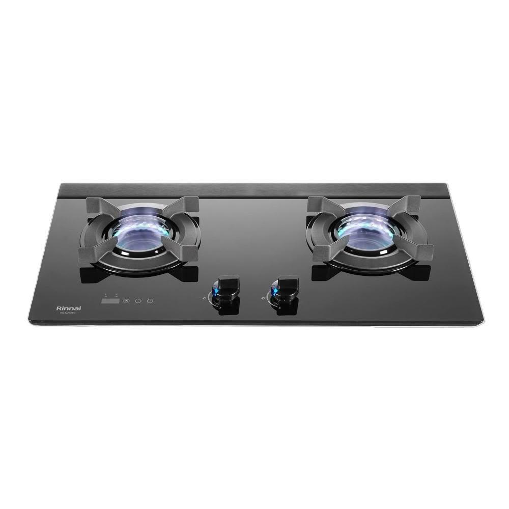【林內】RB-N2621G 檯面式內焰玻璃雙口爐 (含基本安裝)|內焰系列|檯面爐|內焰防風|雙口定時|一級能效|瓦斯爐|