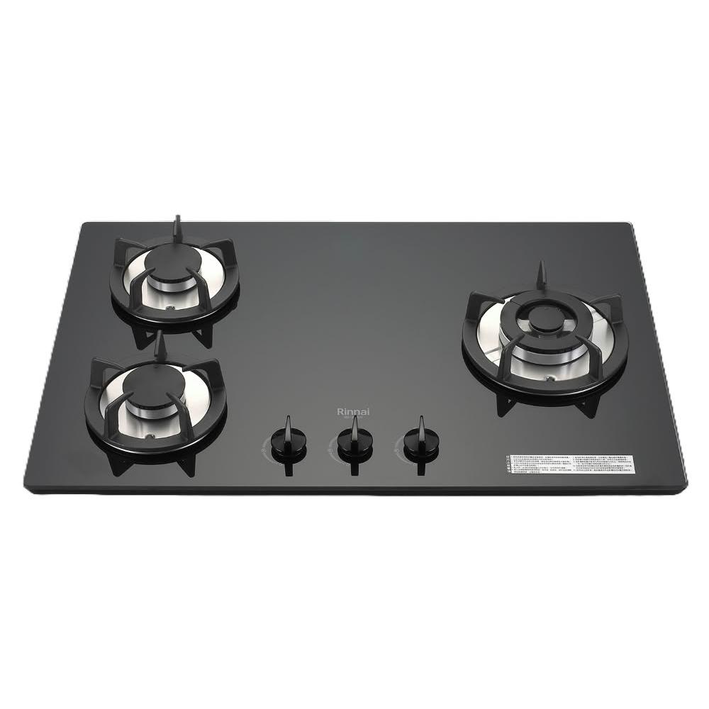 【林內】RB-302GH(B) 檯面式防漏玻璃三口爐 (含基本安裝)|防漏系列|檯面爐|黑玻|左大、右大|鑄鐵爐架|瓦斯爐|