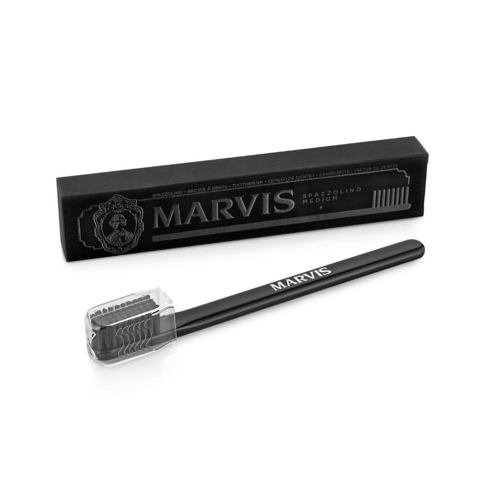 【MARVIS】義大利精品牙刷-質感黑中性毛(Black Medium Toothbrush)