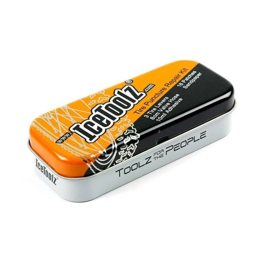 【IceToolz】IceToolz 65A1 內外胎修補組 附金屬鐵盒收納 輕巧帶著走 補胎片 挖胎棒 補胎膠 橡膠管 砂紙