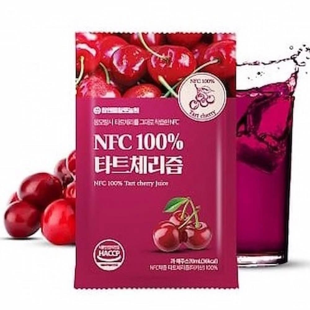 【HT 農場】NFC100%酸櫻桃飲 30包/散裝贈吾家有貓手提袋(韓國 天然原汁 70ml 購物袋)