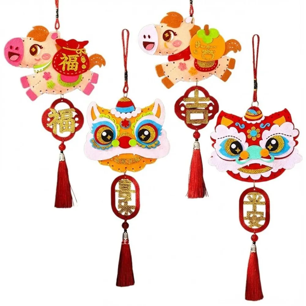 春節掛飾材料包︱新年 醒獅 掛飾 馬年 兒童創意 新年 國潮 掛飾 禮物 DIY材料包 手作材料包︱麥手作