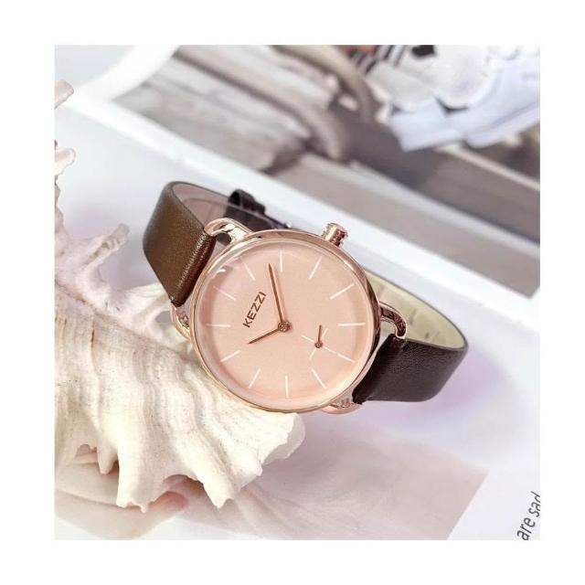 KEZZI】KEZZI珂紫小秒針設計買錶另加送電池皮質錶帶淑女錶上班OL 學生