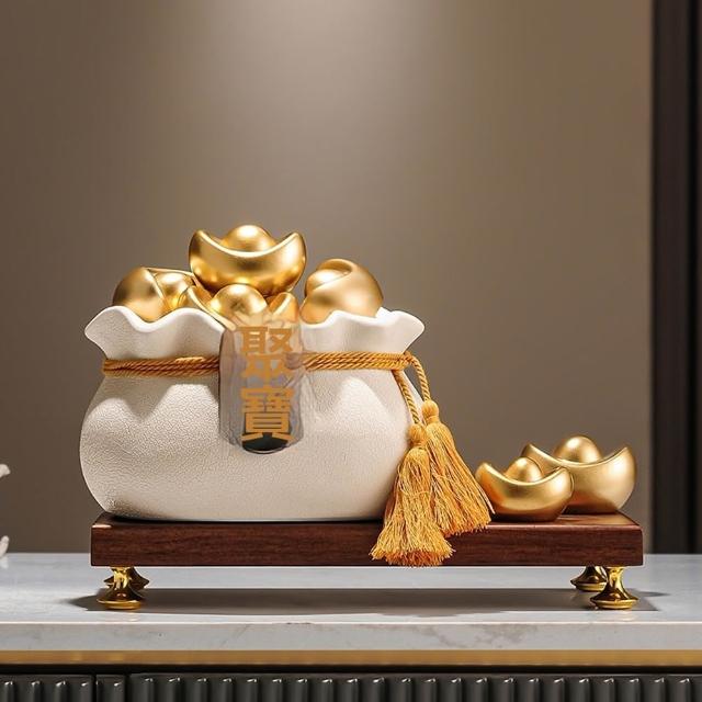 Eco森活】新中式招財聚寶盆擺件飾品陶瓷品喬遷禮桌面擺件元寶擺件開業